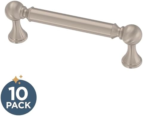 Franklin Brass 10 Pack Brushed Nickel Cabinet Handles 3-3/4 inch (96mm) Kitchen Cabinet Handles and Drawer Pulls for Cupboards and Dressers |Classic Farmhouse