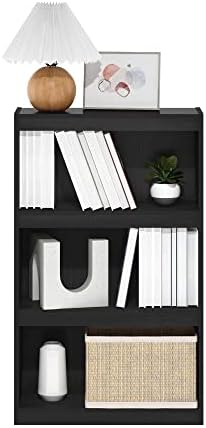 Furinno Jaya Book Shelf, 3-Tier Modern Bookshelf with Adjustable Shelf, Bookcase with Open Shelf, 9.5 x 24.5 x 40.3, for Organization and Storage, for Living Room, Bedroom, Home Office, Darkwood