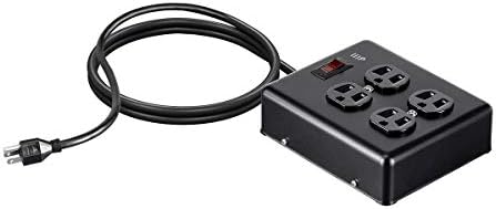 Monoprice Heavy Duty Metal Surge Protector - 4 Outlet Power Strip, 180 Joules, UL Certified, 6 Feet Cable, Black