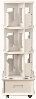GAMAK Small Bookshelf with Storage for Kids 2-4 Tier Rotating Bookshelf with Brake Wheels 360° Display Wood Book Shelf Organizer for Bedroom Living Room Study Room (Size : Four)