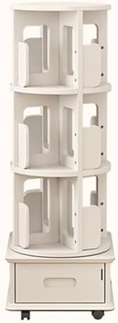 GAMAK Small Bookshelf with Storage for Kids 2-4 Tier Rotating Bookshelf with Brake Wheels 360° Display Wood Book Shelf Organizer for Bedroom Living Room Study Room (Size : Four)