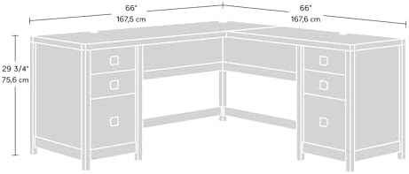 Sauder Cannery Bridge L-Shaped Desk with 6 Storage Drawers, Sindoori Mango Finish