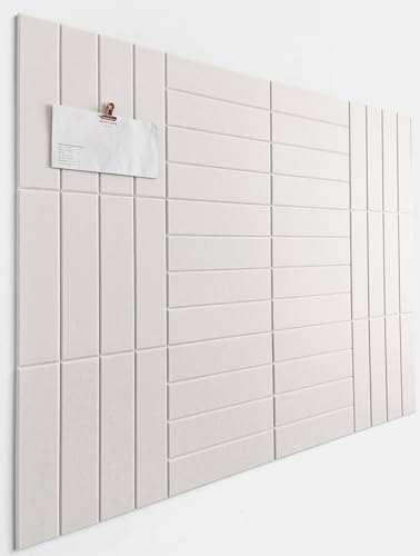 White Felt Bulletin Board Tiles | Modern Cork Board Alternative | Large Cork Boards for Walls | Aesthetic Felt Wall Panels for Office & Home Decor | Pin Board & Photo Board (12-Pack) | White