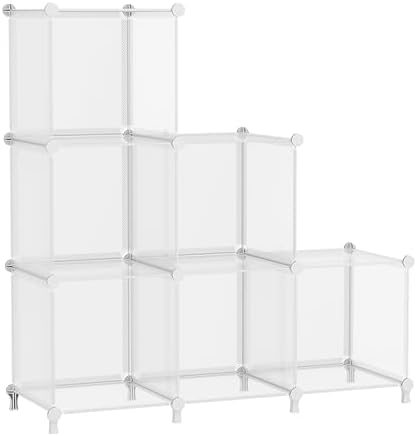 AWTATOS Cube Storage Organizer, Closet Organizers, 6 Cube Shelf, Clear