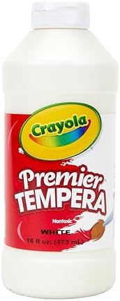 Crayola Premier Tempera Paint For Kids - White (16oz), Kids Classroom Supplies, Great For Arts & Crafts, Non Toxic, Easy Squeeze Bottle