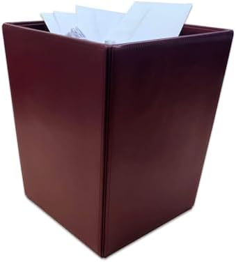 Dacasso Bonded Leather Waste Basket - Luxury Waste Basket (Burgundy, 14 QT)