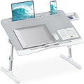 HETTHI Bed Desk for Laptop, X-Large Leather Adjustable Lap Desks for Adults