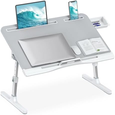 HETTHI Bed Desk for Laptop, X-Large Leather Adjustable Lap Desks for Adults