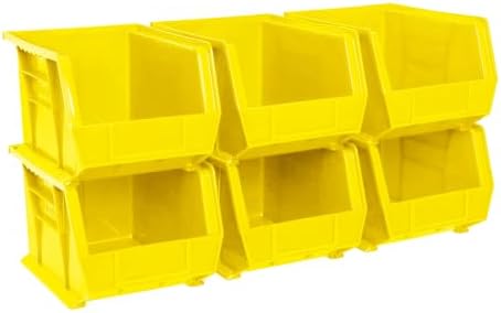 Akro-Mils 30239 AkroBins Plastic Storage Bins, 11"x8"x7", Yellow, 6-Pack