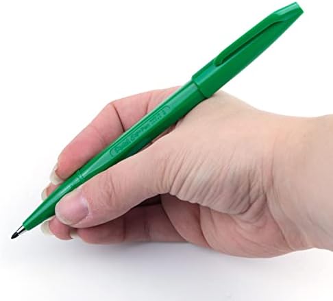 Pentel Sign Pen Fiber-Tipped Pen, Green Ink, Box of 12 (S520-D)