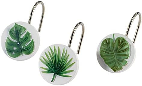 Avanti Linens - Shower Curtain Hooks, Tropical Inspired Home Decor, Set of 12 (Viva Palm Collection)