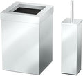 Gatco Small Bathroom Trash Can with Lid and Toilet Brush Set, Square 3 Gallon Stainless Steel Wastebasket, Under Sink, Chrome, for Bathroom, Bedroom, Office (2970)