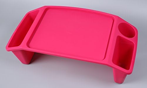 Basicwise Kids Lap Desk Tray, Portable Activity Table, Pink, Red