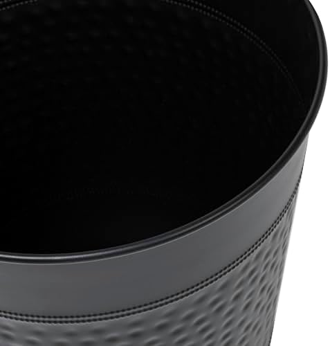 happimess Riley 2 Gal Hammered Steel Bin 10" H, Matte Black, Set of 2