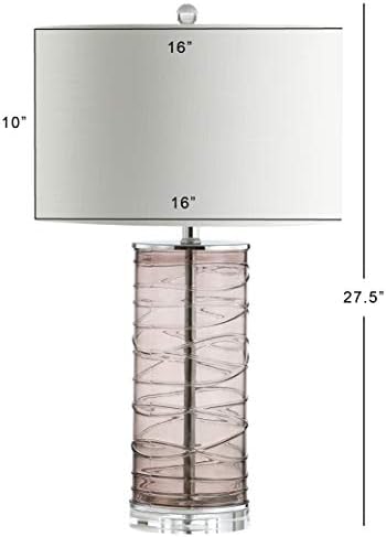 JONATHAN Y Cole 27.5" Fused Glass Table Lamp, Smoky Gray, Set of 2