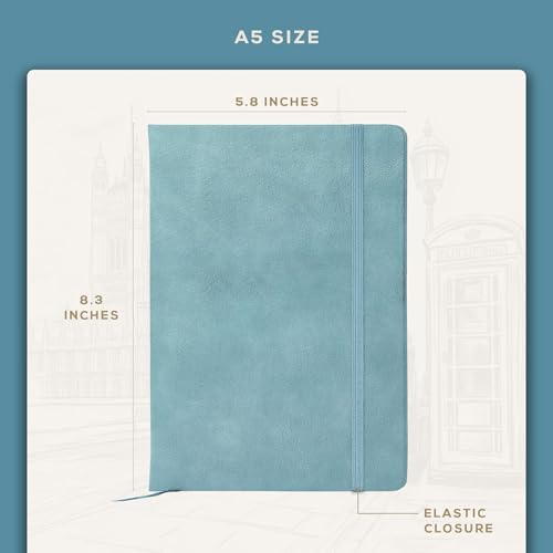 BEECHMORE BOOKS A5 5x8 Lined Leather Journal For Men, 120 GSM with Gift Box