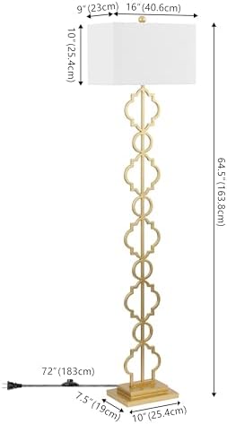 JONATHAN Y Selina Floor Lamp 64.5" Metal Ogee Trellis, Gold Painting