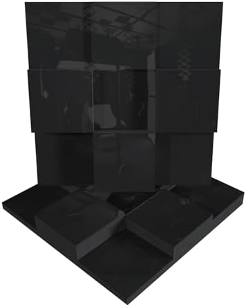 2 PACK — Acoustic Soundproofing Diffusion Panel | Acoustic Treatment for Recording Studio Home Office Podcast Living Room | Absorption - Reflection | Color Plates: (Black glossy plastic, EDISON)