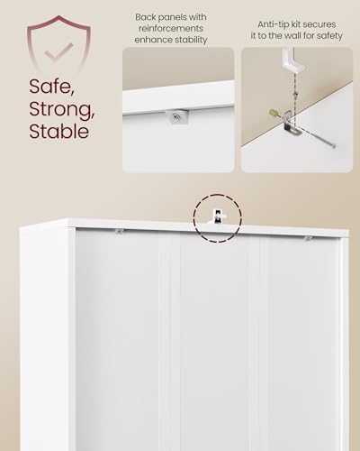 VASAGLE 6-Tier Bookshelf with Doors, 23.6 x 9.4 x 68.9 Inches