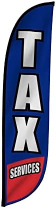 LookOurWay Feather Flag, 12-Ft, Tax Service Blue & Red