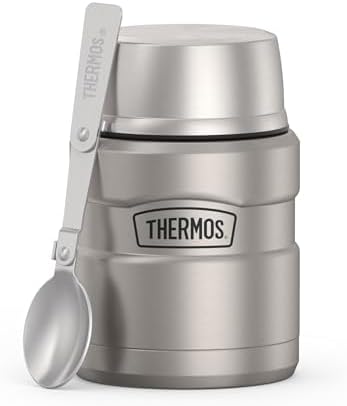 THERMOS Stainless King Food Jar with Spoon, 16oz, Matte Steel