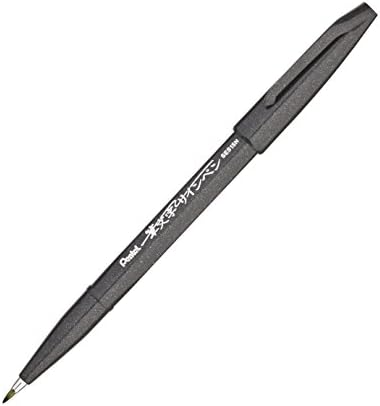 Pentel Arts Sign Pen Touch, Fude Brush Tip, Black Ink, Box of 12 (SES15-NA)