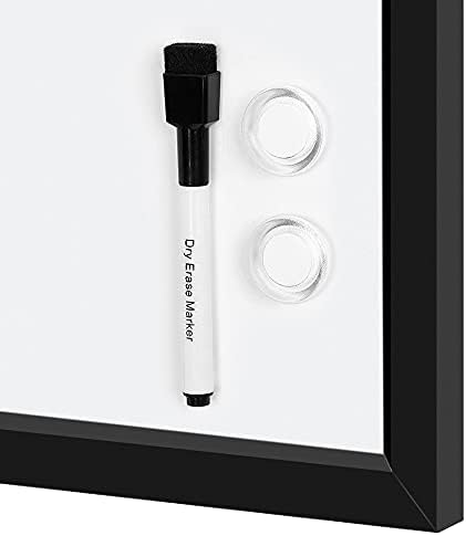 Amazon Basics Magnetic Dry Erase Whiteboard, 35"W x 23"H, Black Wooden Frame, Wall-Mounted for Writing and Presentation