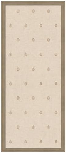 Kate and Laurel Framed Fabric Pinboard 18 x 42, Beige Botanical Block Print Printed Linen Classic Bulletin Board for Use as a Vision Board or Wall Organization, Florence Light Brown Frame