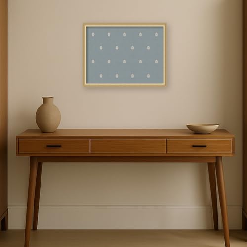 Kate and Laurel Framed Fabric Magnetic Board 26 x 20, Blue Botanical Block Print Printed Linen Casual Transitional Bulletin Board for Use as a Vision Board or Wall Organization, Florence Gold Frame