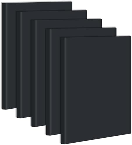 Tenceur 5 Pcs A4 College Ruled Notebook 8.5'' x 11'' Lined Journal 200 Pages Lined Artificial Leather Sketchbook for Writing Office School Business Home Gifts Supplies (Black)