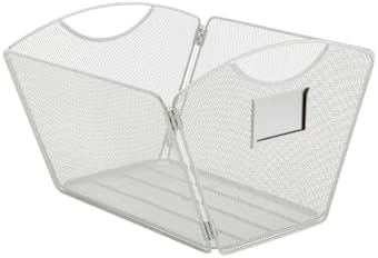 Safco Onyx Mesh Letter-Size Desktop Tub Filer, Durable Steel Mesh Construction, Collapsible For Compact Storage, Integrated Handles, Silver