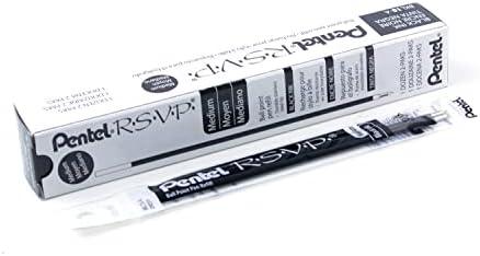 Pentel Refill Ink - For BK91 RSVP Ballpoint Pen, Medium Line, Black Ink, 12 Pack (BKL10-A)