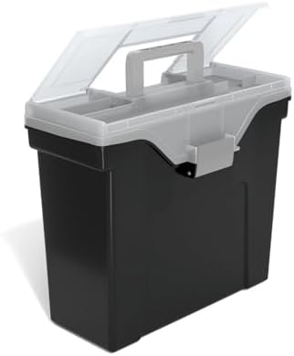 Staples Slim Portable File Tote, Letter Size, Black, 5/Carton | Lightweight totes for transporting and organizing hanging files.