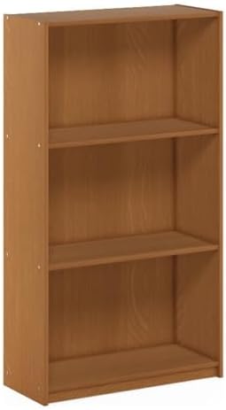 Furinno Basic 3-Tier Book Shelf with Open Shelves, Natural Oak