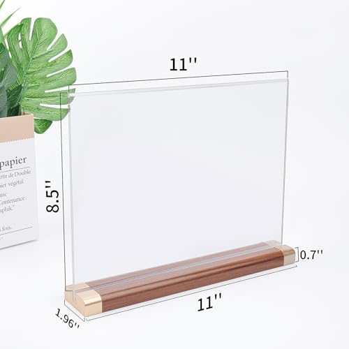 Acrylic Sign Holder 8.5 x 11, 3 Pack Double-Side Horizontal T-Shape