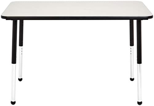 Amazon Basics Adjustable Height Rectangular Classroom Activity Table, Writing Desk for School and Home, Grey Top/Black Edge, 47" W x 29" L x 30" H