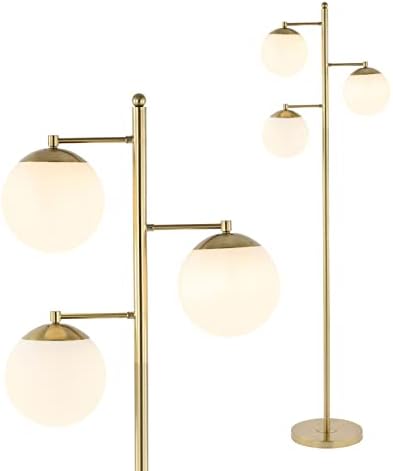 JONATHAN Y Ellie 3-Light Floor Lamp 66" Mid-Century Metal, Brass Gold