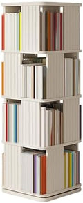 GAMAK Rotating Bookshelf 2-4 Tier Revolving Bookcase 360 Display Floor Standing Bookcase Storage Rack Wood Book Shelf Organizer for Bedroom Living Room Study Room (Color : White, Size : Four)
