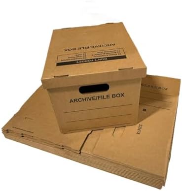 supplyhut 6 - Pack 15x12x10 Small Standard File Storage Moving Box with Lid Letter Handles