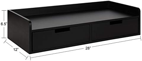 Kate and Laurel Kitt Modern Floating Shelf with Drawers, 28 x 12 x 6.5 inches, Black, Chic Floating Storage Console Table or Desk for Wall