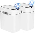 FDW 2.2 Gallon Bathroom Trash Can with Lid,Automatic Sensor Plastic Waste Bin Slim and Small Trash Can for Living Room,Bedroom,Office (Pack of Two)