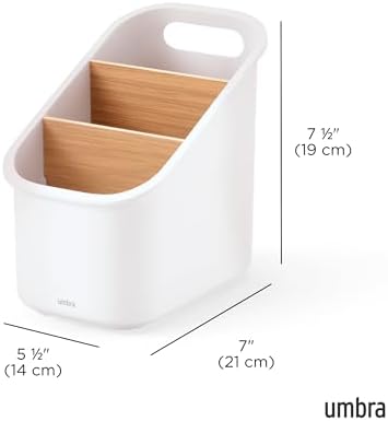 Umbra Bellwood Utensil Holder, Kitchen Storage Organizer, White/Natural