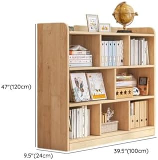 Unfinished Color Pine Book Rack 2/3/4-Tier Storage Solid Wood Cabinet, Pine Wood Storage Shelving Unit 8-Compartment Square Grid Cabinet Low Bookshelf Natural Finish 39.4"L x 9.4"W x 47.2"H