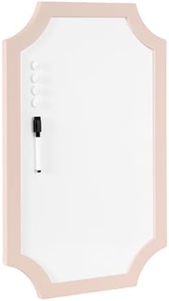 Kate and Laurel Holbrook Scalloped Magnetic Dry Erase Board with Marker and Four Magnets; 15 x 24; Pink; Decorative Wall Organization White Board for Use as Bedroom or Dorm Room Decor