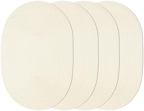 AHHFSMEI Placemats Set of 4 for Dining Table Washable Woven Non-Slip 18x12 inches Placemat Heat-Resistant Durable Table Mats for Dining Table Easy to Clean (Oval Beige, 4)