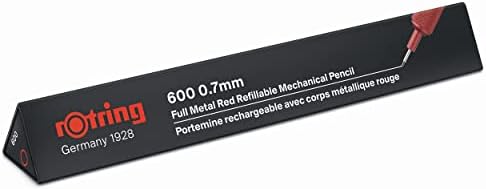 rOtring 600 Mechanical Pencil | HB 0.7 mm | Red All-Metal Body | Hexagonal Barrel
