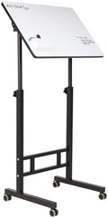 Mind Reader Standing Whiteboard Desk, Adjustable Height, Computer Desk, Laptop Desk, Portable, Rolling, 21" L x 21.5" W x 68.5" H, White