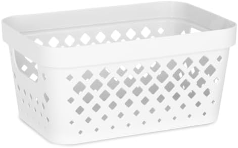 Glad Plastic Baskets for Organizing, Set of 6 | Pantry Storage for Under Counter, Linen Closet, and Bathroom | Nesting Shelf Bins with Handles, 1 Gallon, White