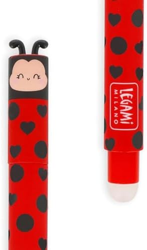 LEGAMI - Set of 15 Erasable Gel Pens with Thermosensitive Erase Ink, Range of ink colours & barrel designs, 0.7mm Tip, Animal Designs, Ladybug, Monster, Tiger, and Farmyard