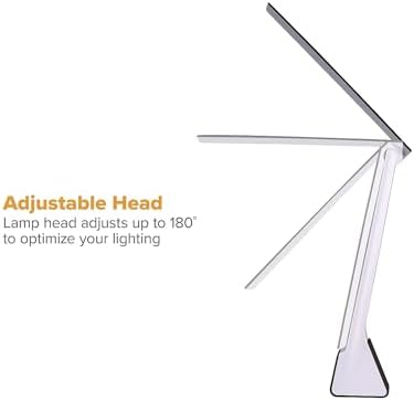 Bostitch Office KT-VLED1810-BLK Powered Rechargeable Battery LED Desk Lamp, 3 Color Temperatures, Flip Open, Black